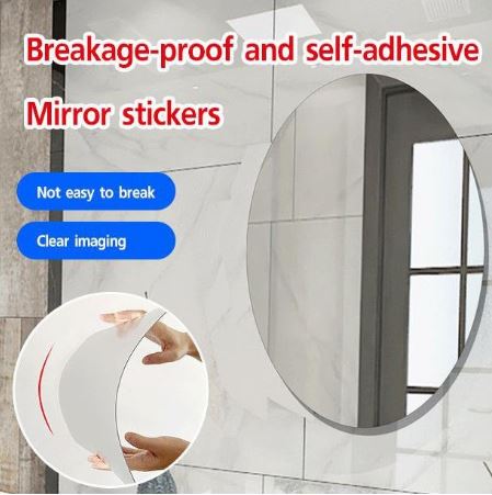 3 Pcs FlexibleSelf Adhesive Oval Shape Mirror Sticker (3 Pcs)