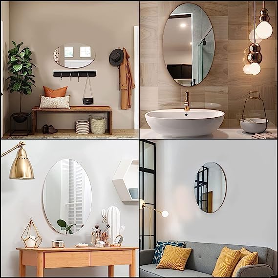 3 Pcs FlexibleSelf Adhesive Oval Shape Mirror Sticker (3 Pcs)