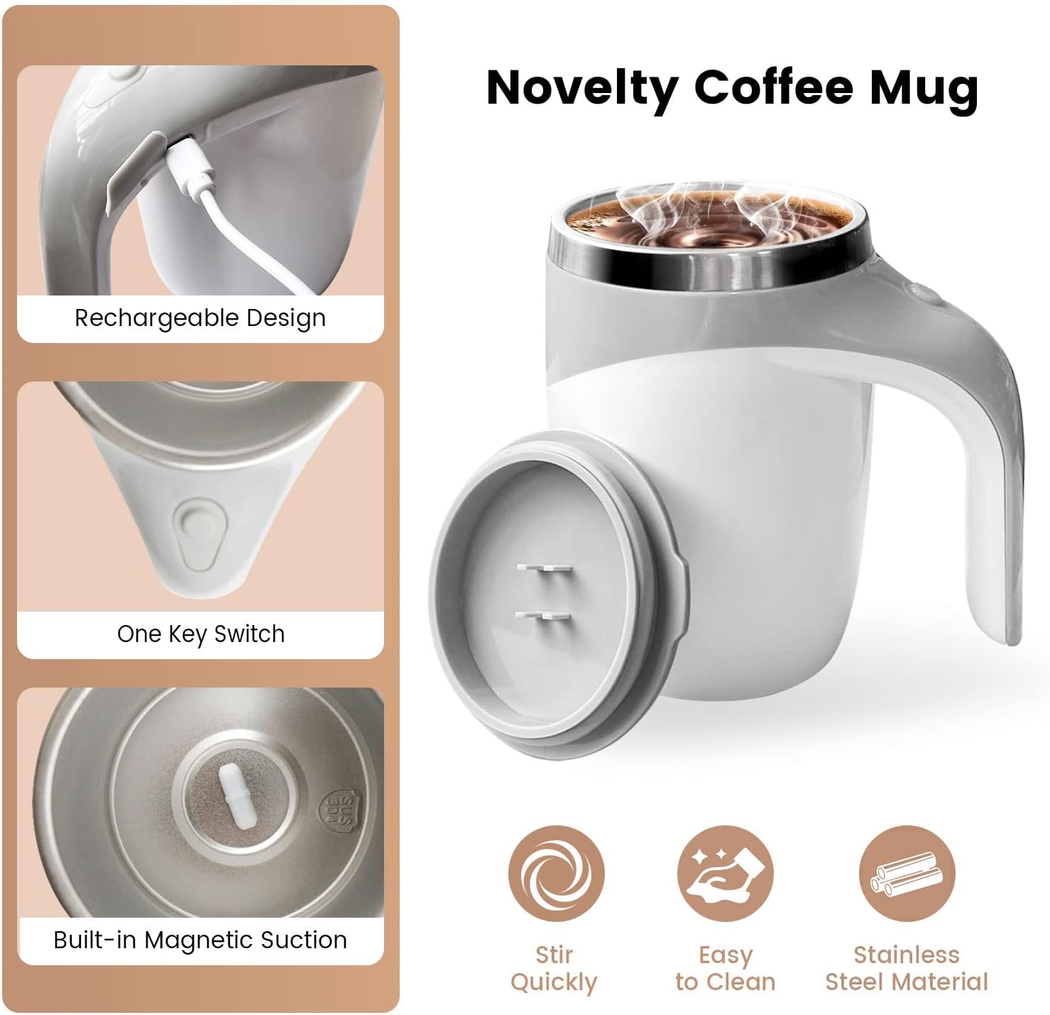 Automatic Self-Stirring Magnetic Mug