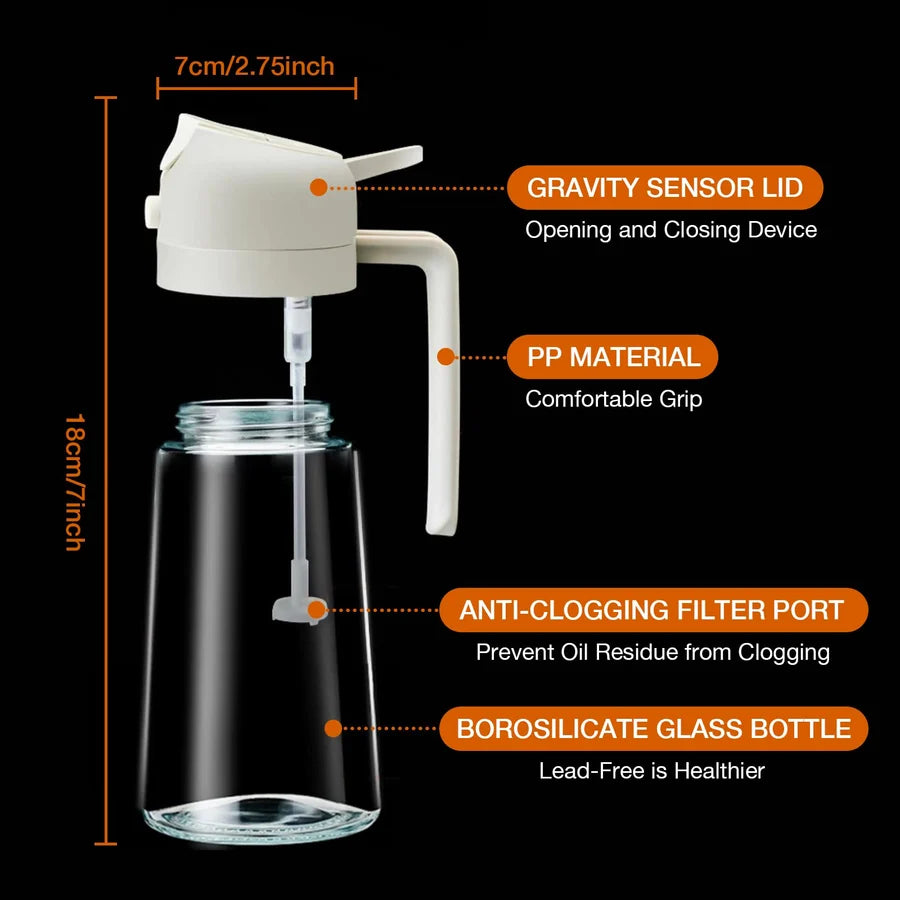 2-in-1 Glass Oil Dispenser and Sprayer