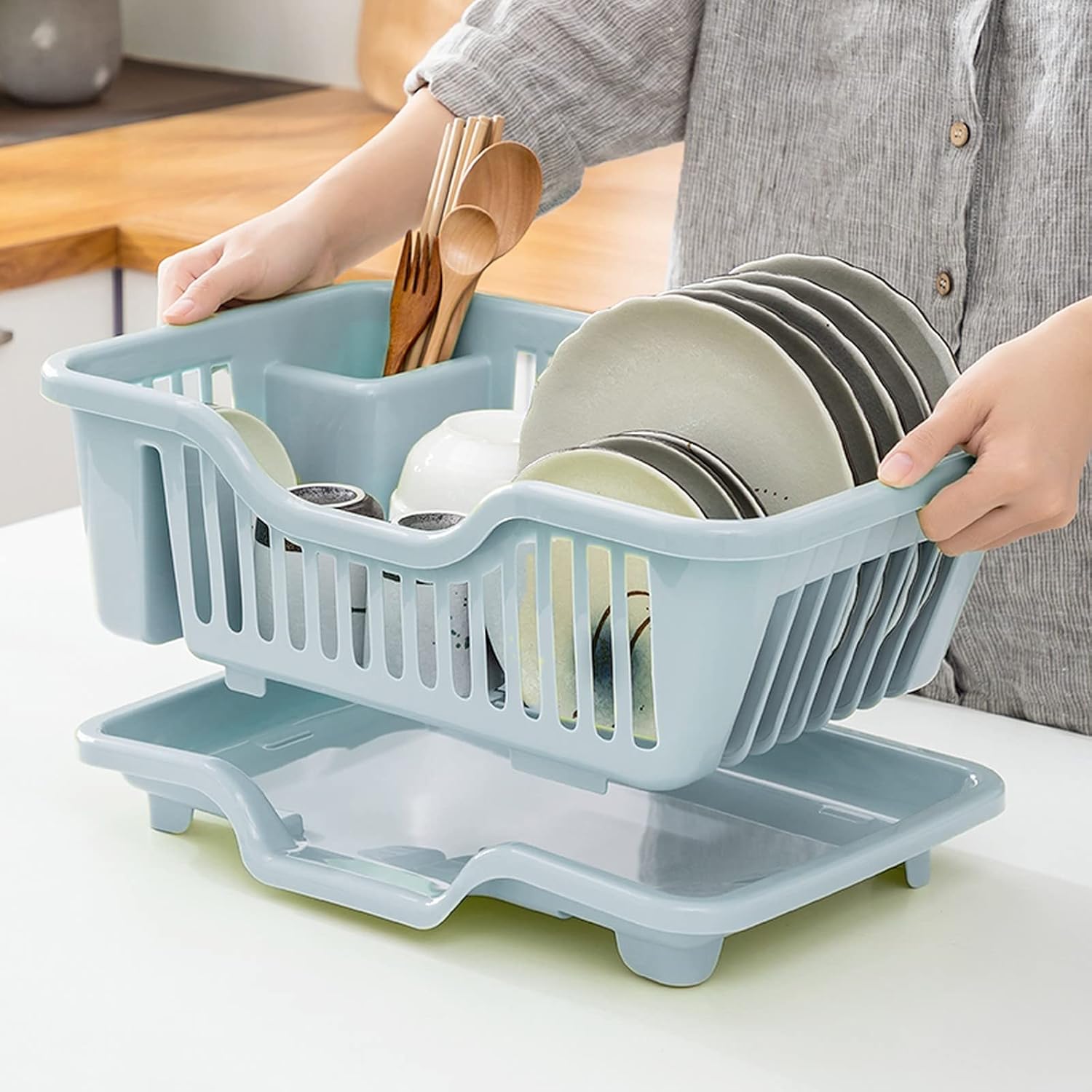 Dish Drainer with Drip Tray for Kitchen Sink Rack