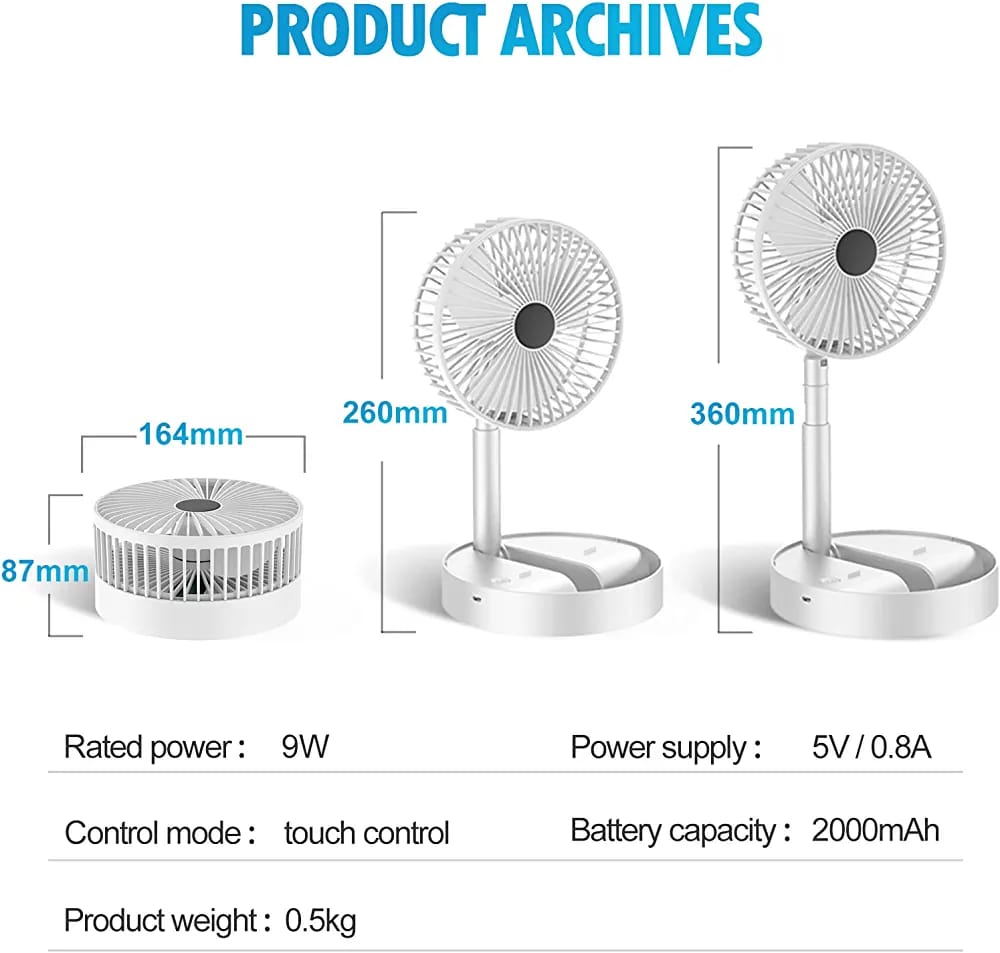 Portable Rechargeable Folding Fan