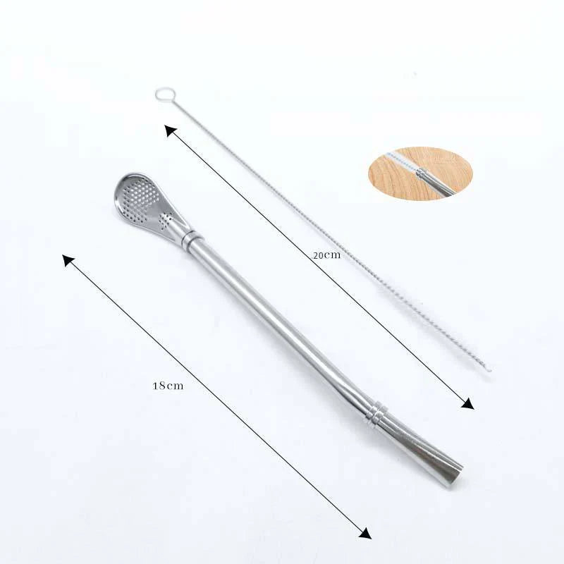 2 in 1 Stainless Steel Drinking Straw and Spoon