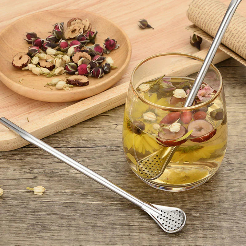 2 in 1 Stainless Steel Drinking Straw and Spoon