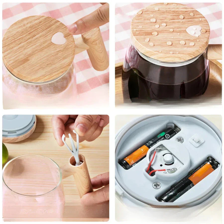 Glass Self Stirring Mug