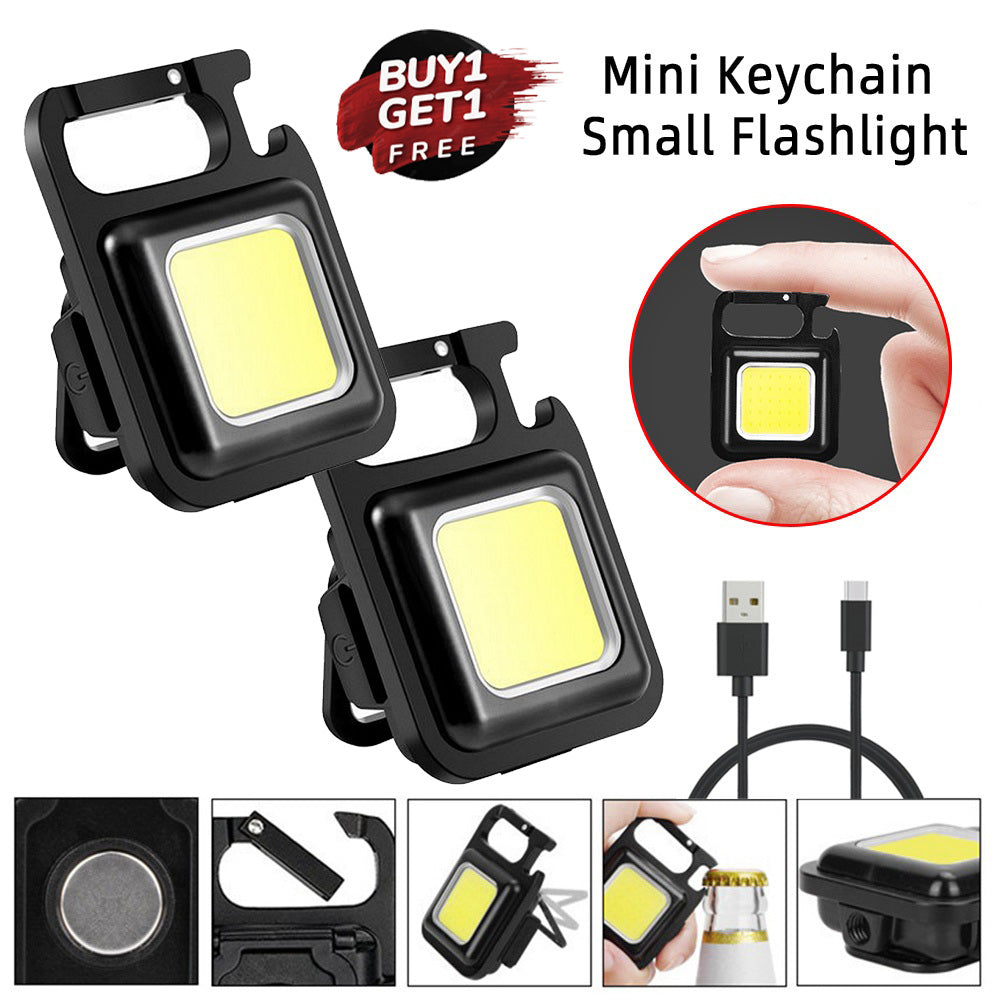Buy 1 Get 1 Free Offer - Powerful Rechargeable COB LED Keychain Flashlight