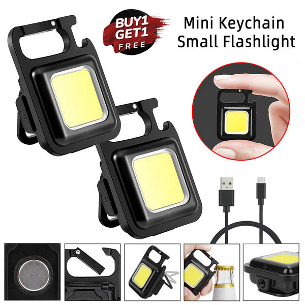 Buy 1 Get 1 Free Offer - Powerful Rechargeable COB LED Keychain Flashlight