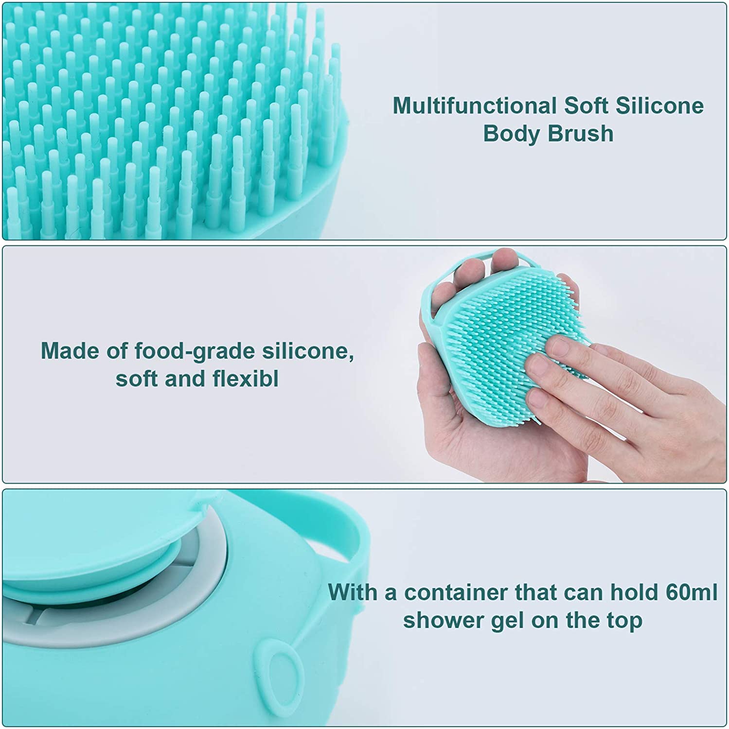 Buy 1 get 1 Free Ultra Soft Magic Silicon Bath and Body Brush with Soap Dispenser Scrubber