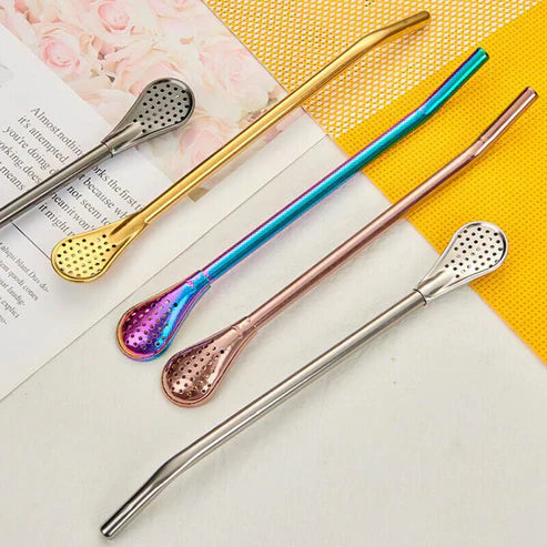 2 in 1 Stainless Steel Drinking Straw and Spoon