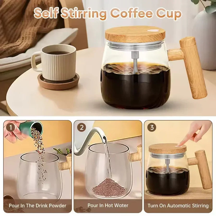 Glass Self Stirring Mug